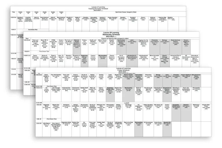 Open the 2026–2027 schedules spreadsheet (opens in a new tab); preview shows 2022–2023 schedules