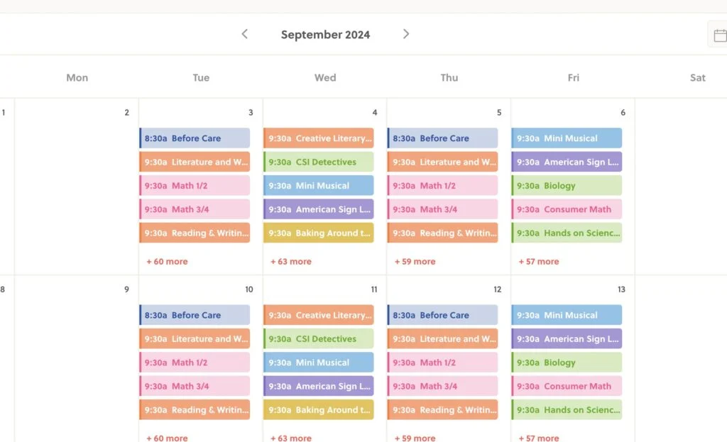 Browse current classes in Sawyer (opens in a new tab); preview shows September 2024
