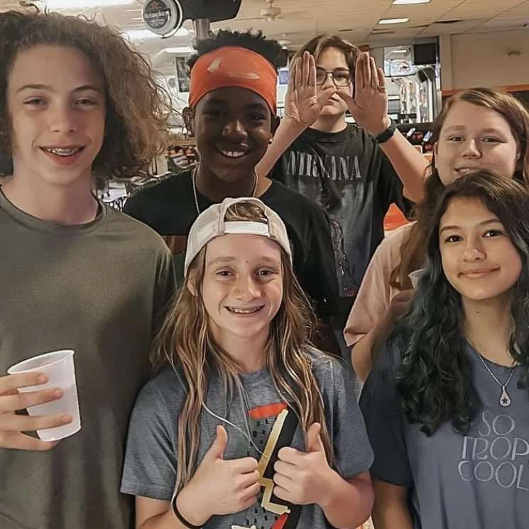 Students posing together for a group photo